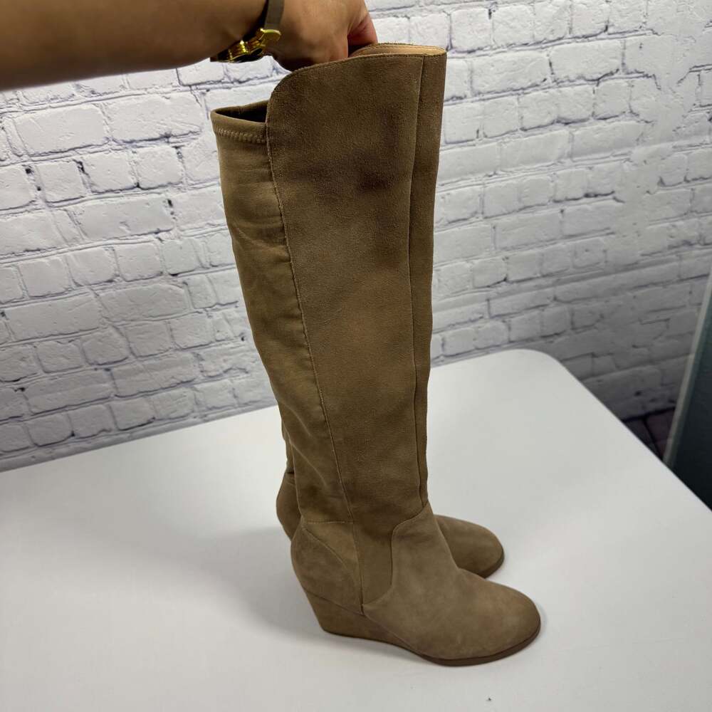 Sole Society Prony Suede Leather Tall Wedge Heel Boots